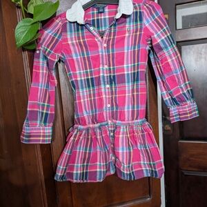 Ralph Lauren Multicolor Plaid Dress with White Collar